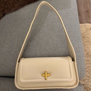Rachel Zoe Cream Shoulder Bag with Gold Accent